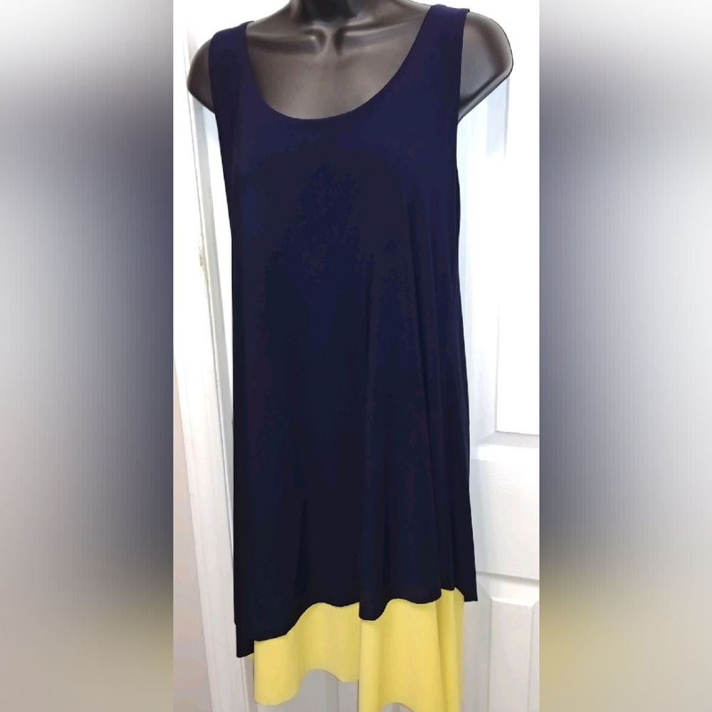 Joseph Ribkoff Navy and Yellow Dress